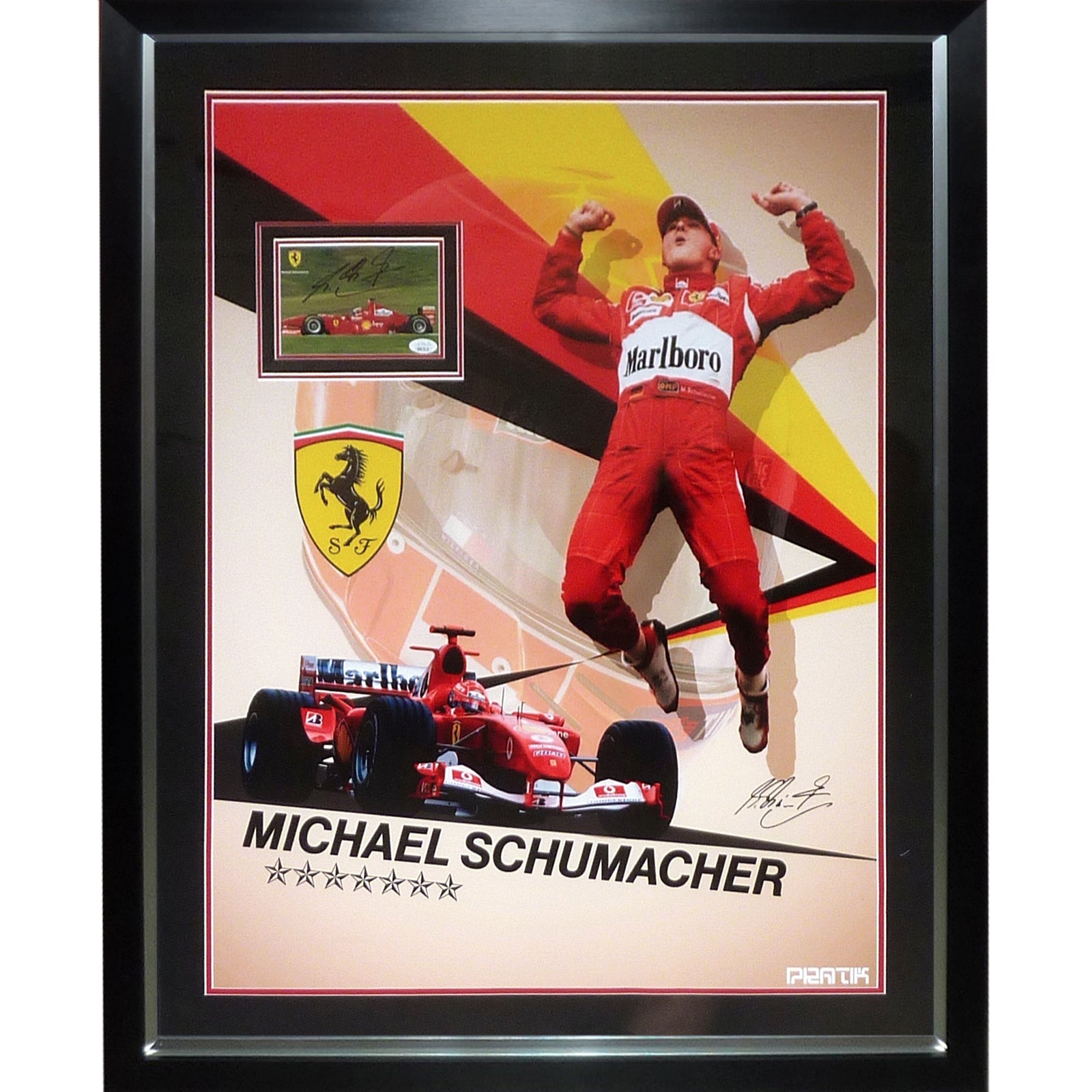 Michael Schumacher Autographed Formula One Deluxe Framed Poster with Signature - JSA