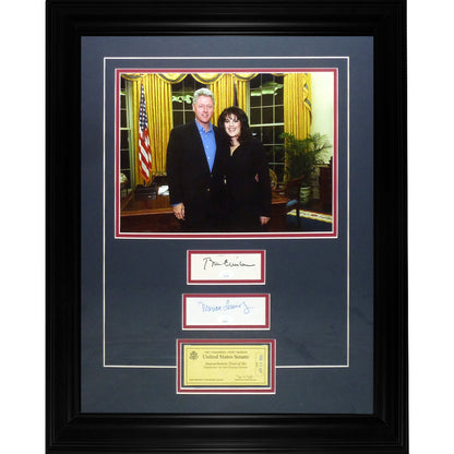 Bill Clinton And Monica Lewinsky Dual Autographed Presidential Deluxe Framed piece with Authentic Impeachment Trial Ticket - JSA