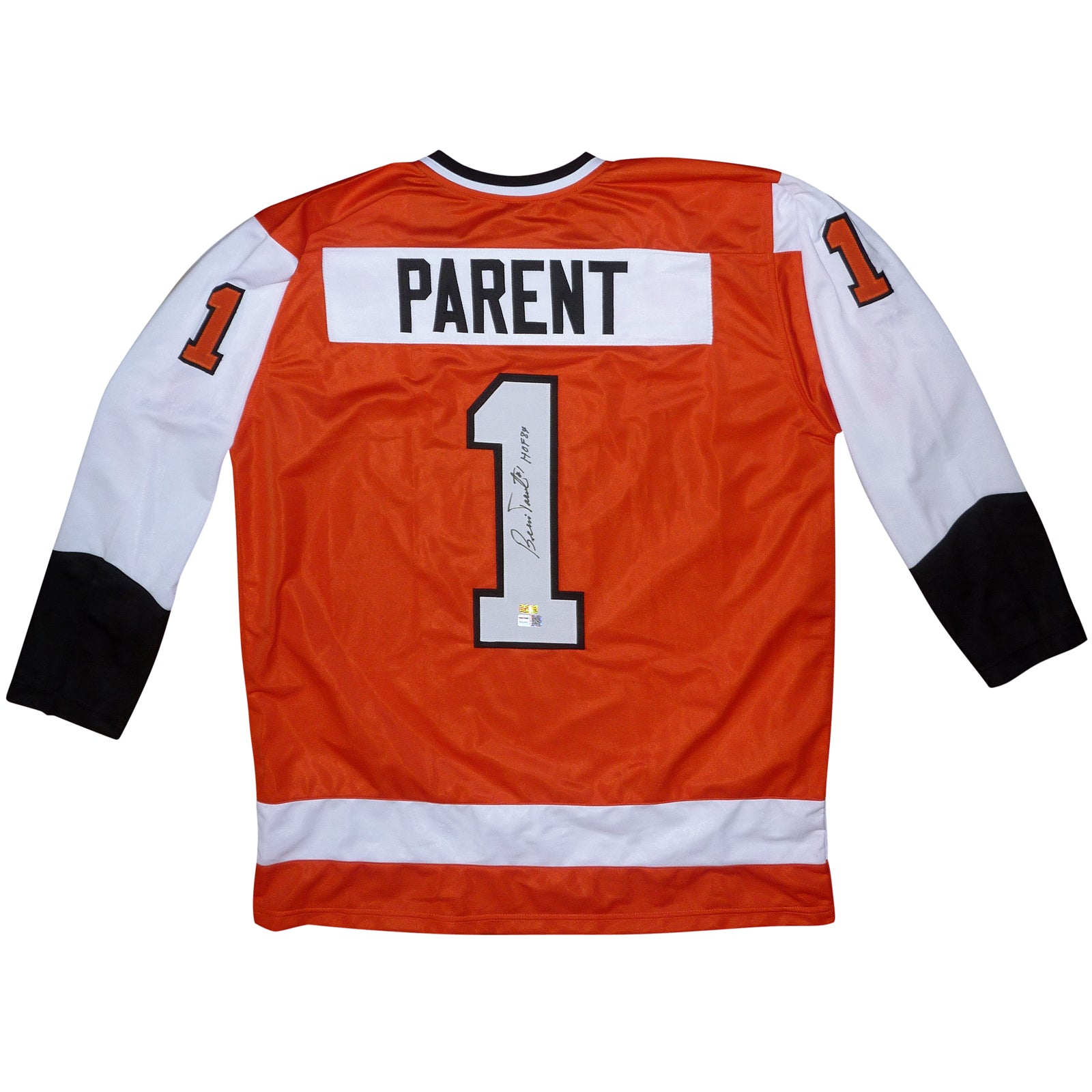Bernie Parent Autographed Philadelphia (Orange #1) Custom Hockey Jersey - TriStar