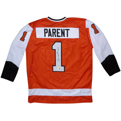 Bernie Parent Autographed Philadelphia (Orange #1) Custom Hockey Jersey - TriStar