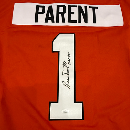 Bernie Parent Autographed Philadelphia (Orange #1) Custom Hockey Jersey - TriStar