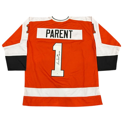Bernie Parent Autographed Philadelphia (Orange #1) Custom Hockey Jersey - TriStar