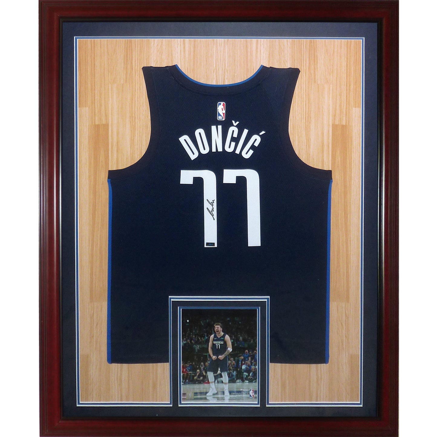 Luka Doncic Autographed Dallas Mavericks (Blue #77) Deluxe Framed Jersey - Panini