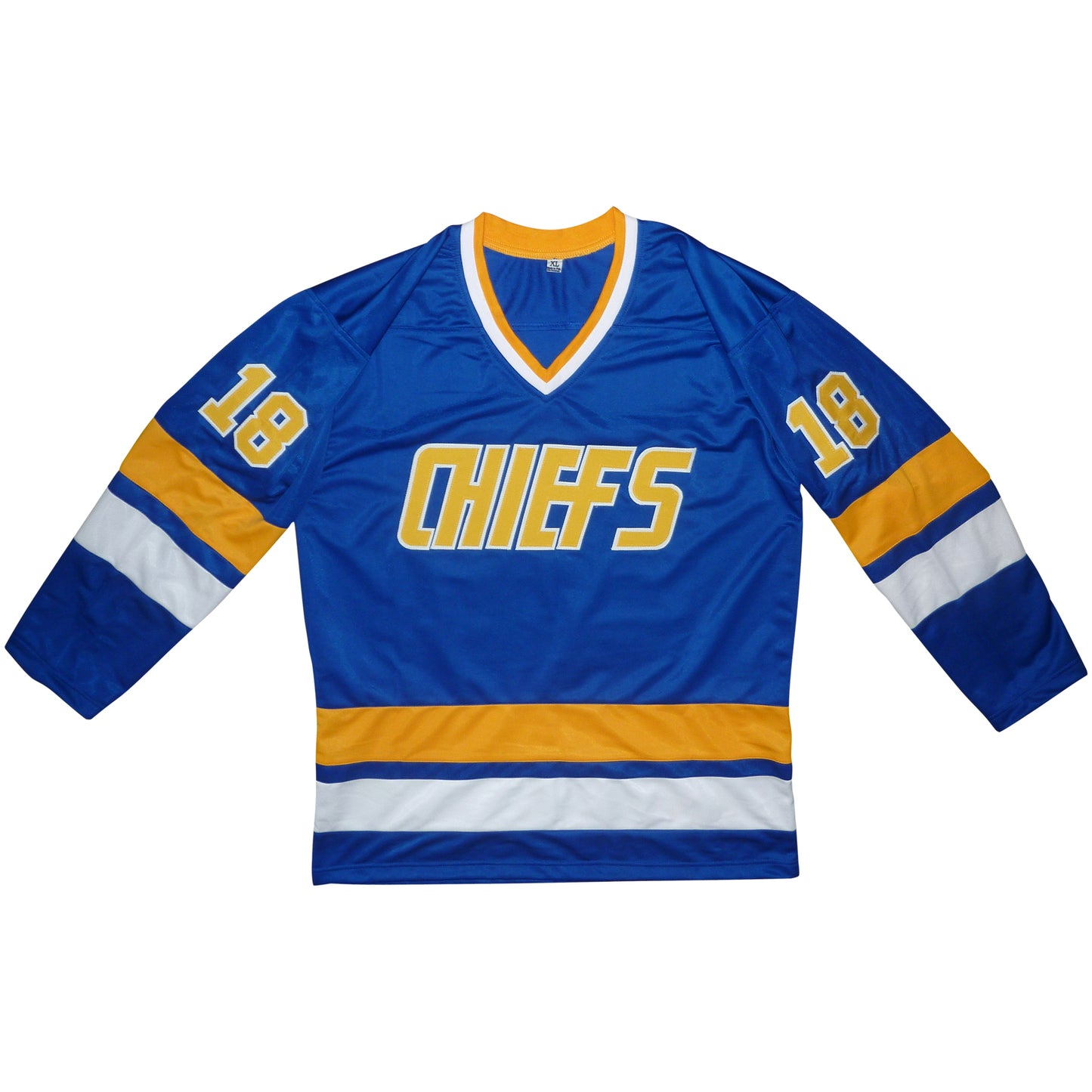 Hanson Brothers Autographed Slap Shot Movie Chiefs (Blue #18) Custom Hockey Jersey w/ "Old Time Hockey" - Beckett