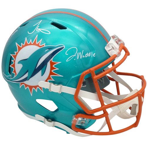 Tyreek Hill And Jaylen Waddle Autographed Miami Dolphins (FLASH Alternate) Deluxe Full-Size Replica Helmet - Fanatics