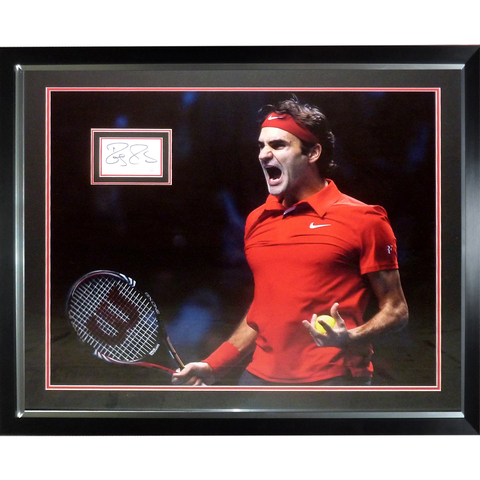 Roger Federer Autograph Deluxe Framed with Full-Size Tennis Poster - JSA