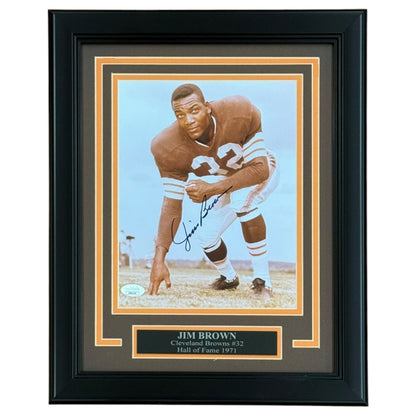 Jim Brown Autographed Cleveland Browns Deluxe Framed 8x10 Photo - JSA