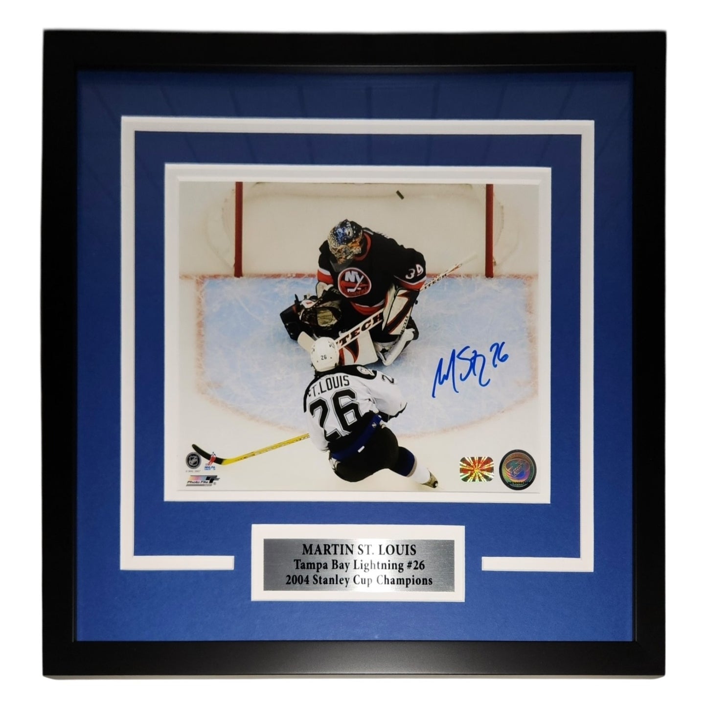 Martin St. Louis Autographed Tampa Bay Lightning (Aerial Goal) Deluxe Framed 8x10 Photo - JSA