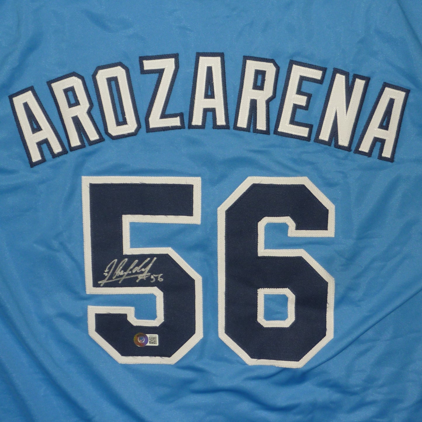 Randy Arozarena Autographed Tampa Bay (Light Blue #56) Custom Jersey - JSA