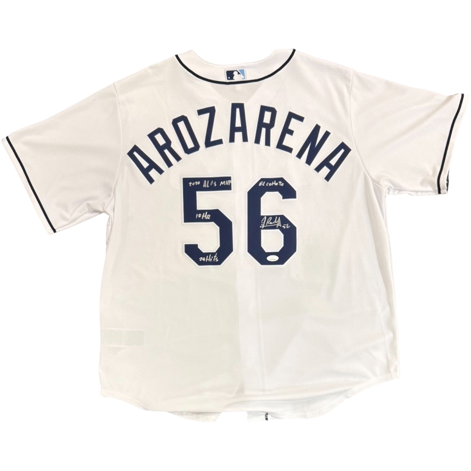 Randy Arozarena Autographed Tampa Bay Rays (White #56) Nike Jersey with Multiple Inscriptions - JSA