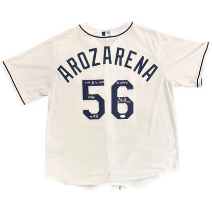 Randy Arozarena Autographed Tampa Bay Rays (White #56) Nike Jersey with Multiple Inscriptions - JSA