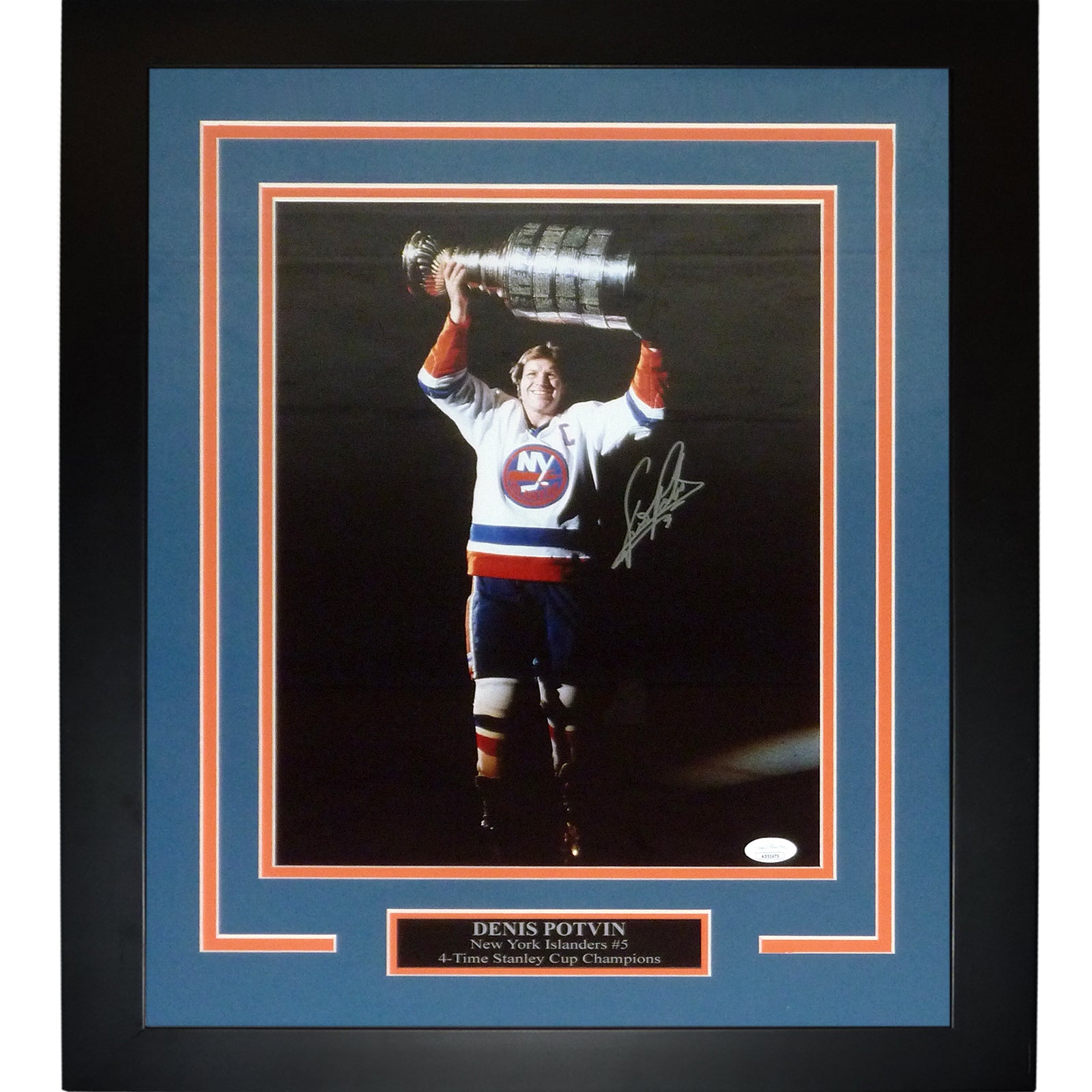 Denis Potvin Autographed New York Islanders (Stanley Cup) Deluxe Framed 11x14 Photo - JSA
