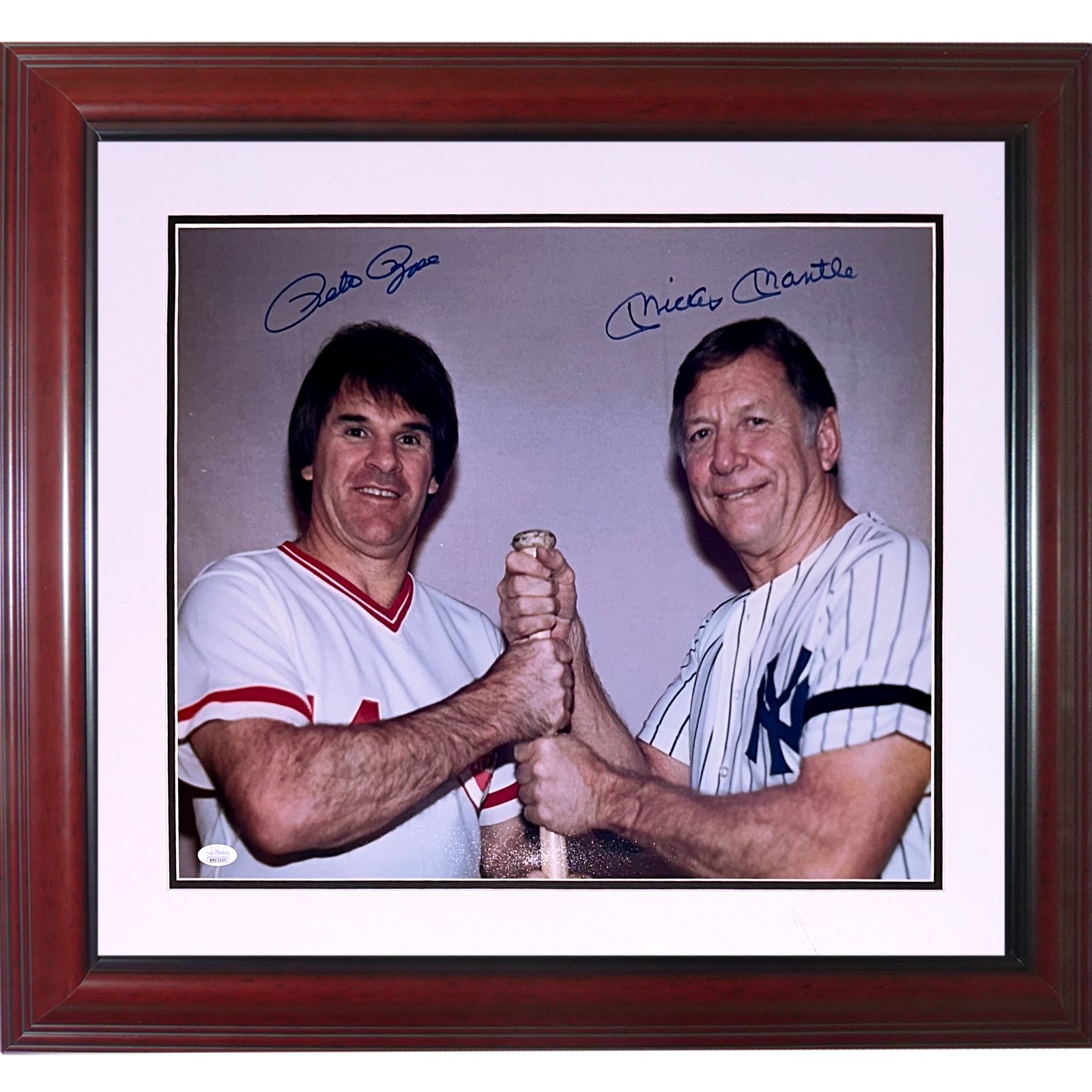 Mickey Mantle And Pete Rose Autographed Deluxe Framed 16x20 Photo - JSA