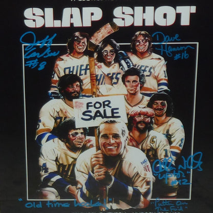Hanson Brothers Autographed Slap Shot Movie Deluxe Framed 11x17 Movie Poster w/ Inscriptions - Beckett