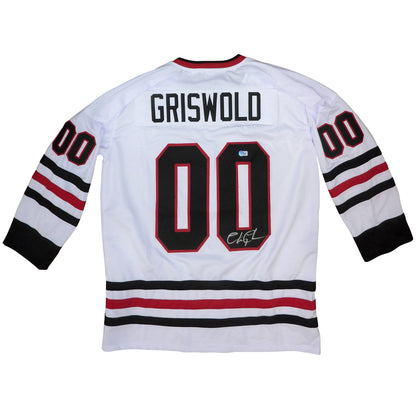 Chevy Chase Autographed Christmas Vacation (White #00) Santa Clark Griswold Custom Hockey Jersey - Beckett Witness