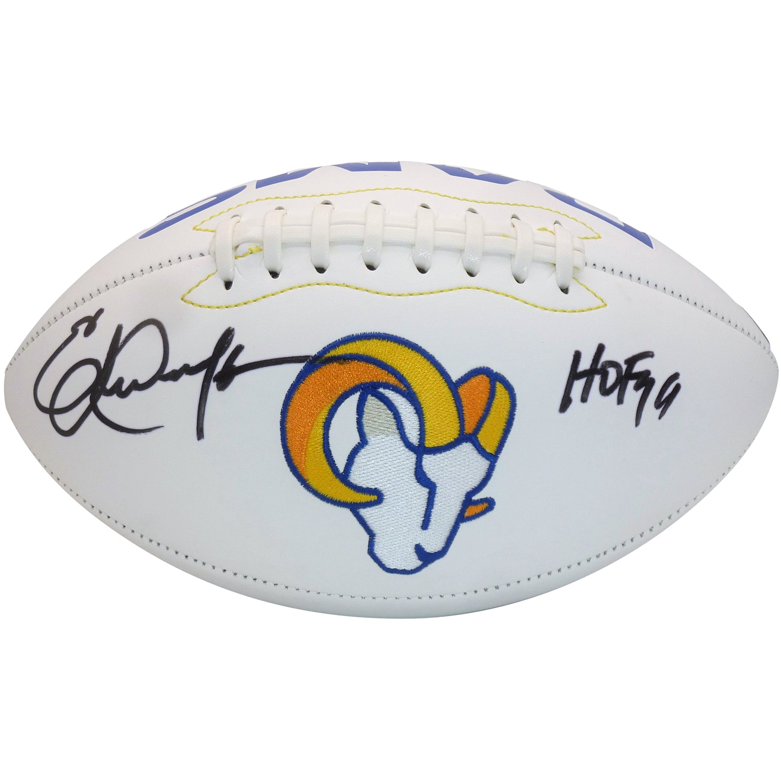 Eric Dickerson Autographed Los Angeles Rams Logo Football w/ HOF - Beckett
