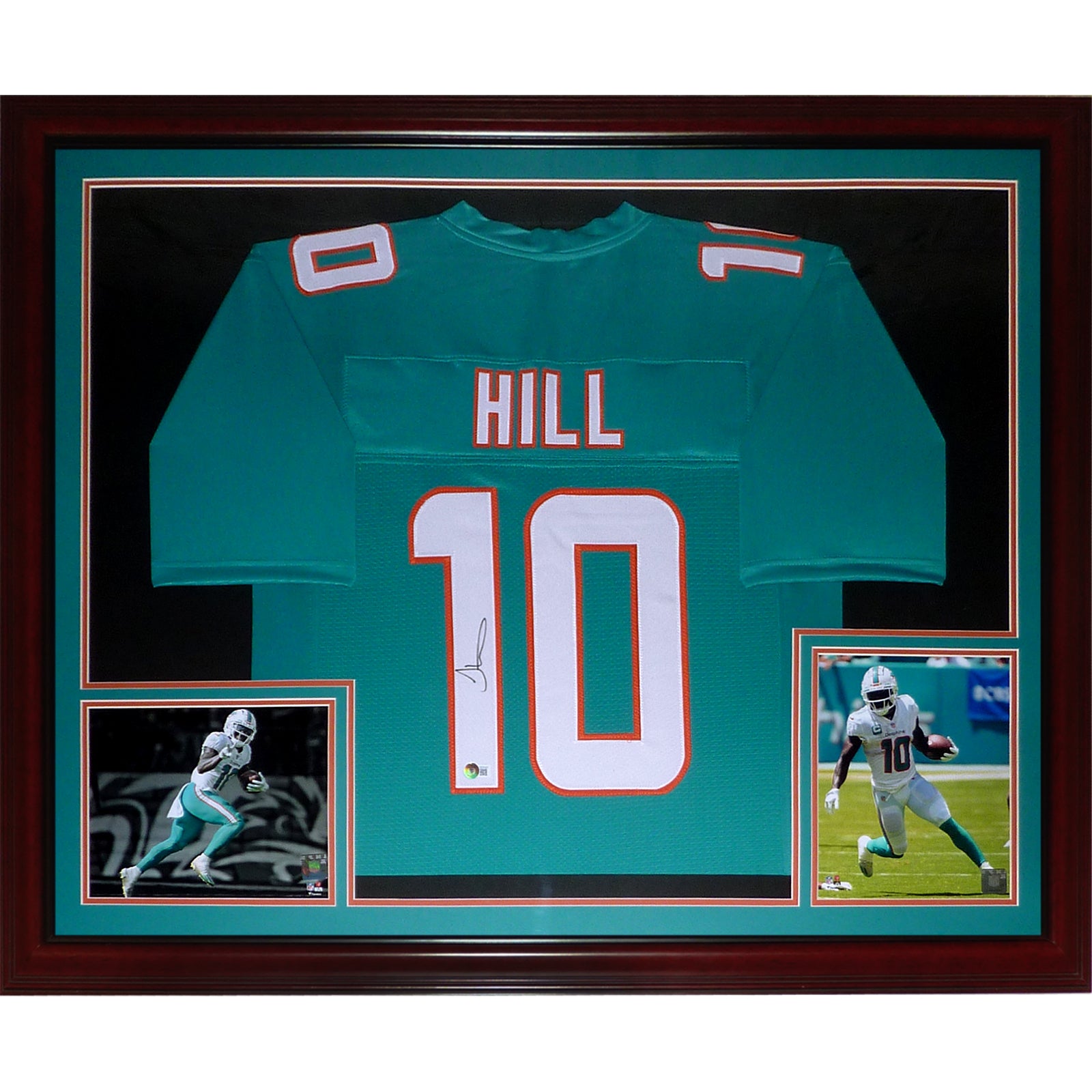 Tyreek Hill Autographed Miami Dolphins (Teal #10) Deluxe Framed Jersey - Beckett