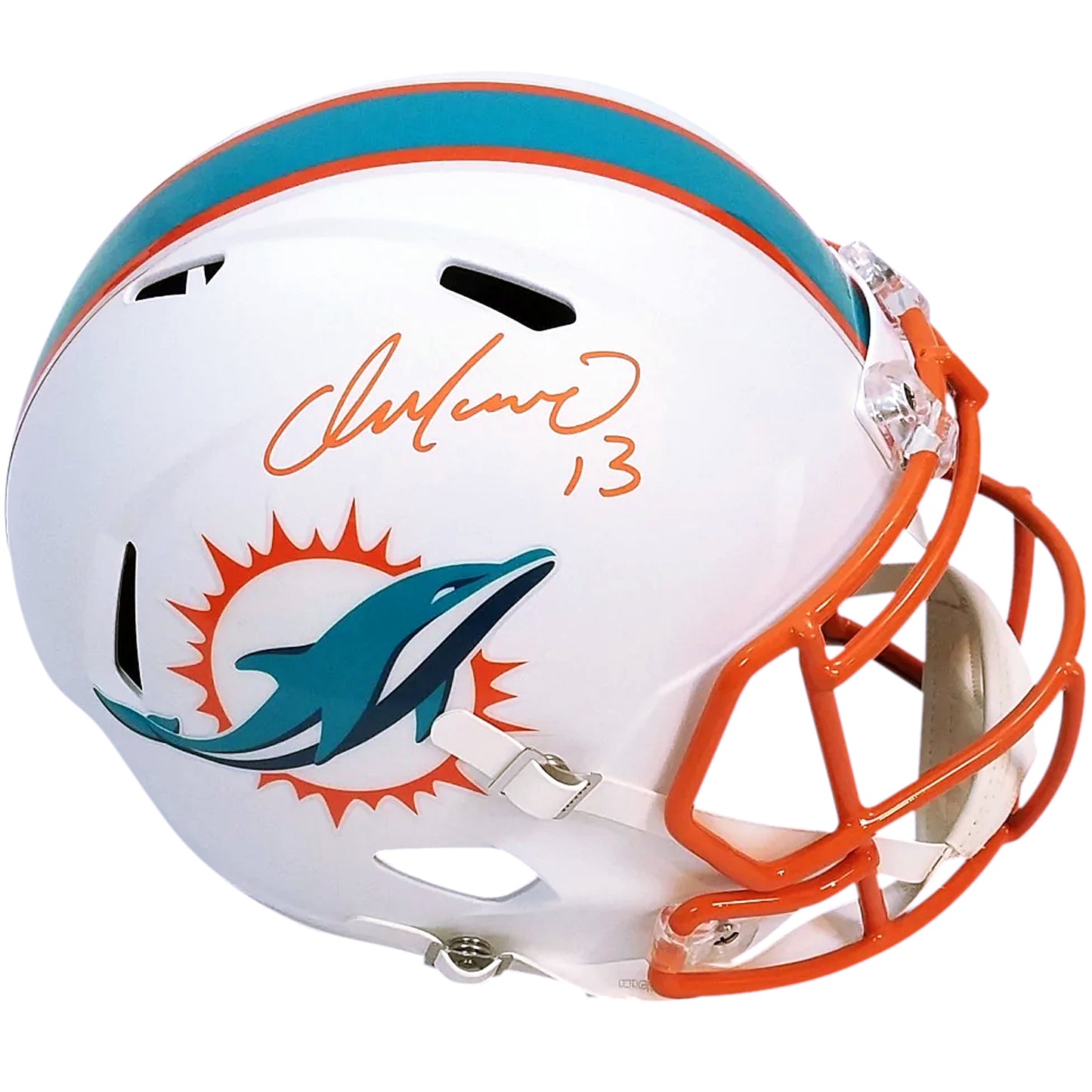 Dan Marino Autographed Miami Dolphins (FLAT WHITE Alternate) Deluxe Full-Size Replica Helmet - Beckett Witness