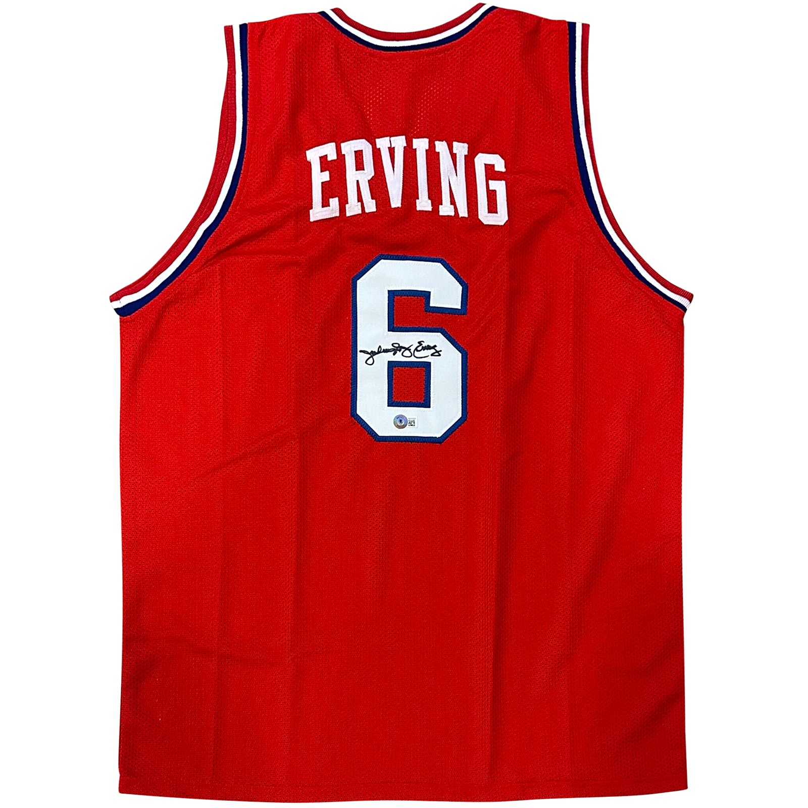 Julius Dr J. Erving Autographed Philadelphia (Red #6) Custom Basketball Jersey - Beckett Witness