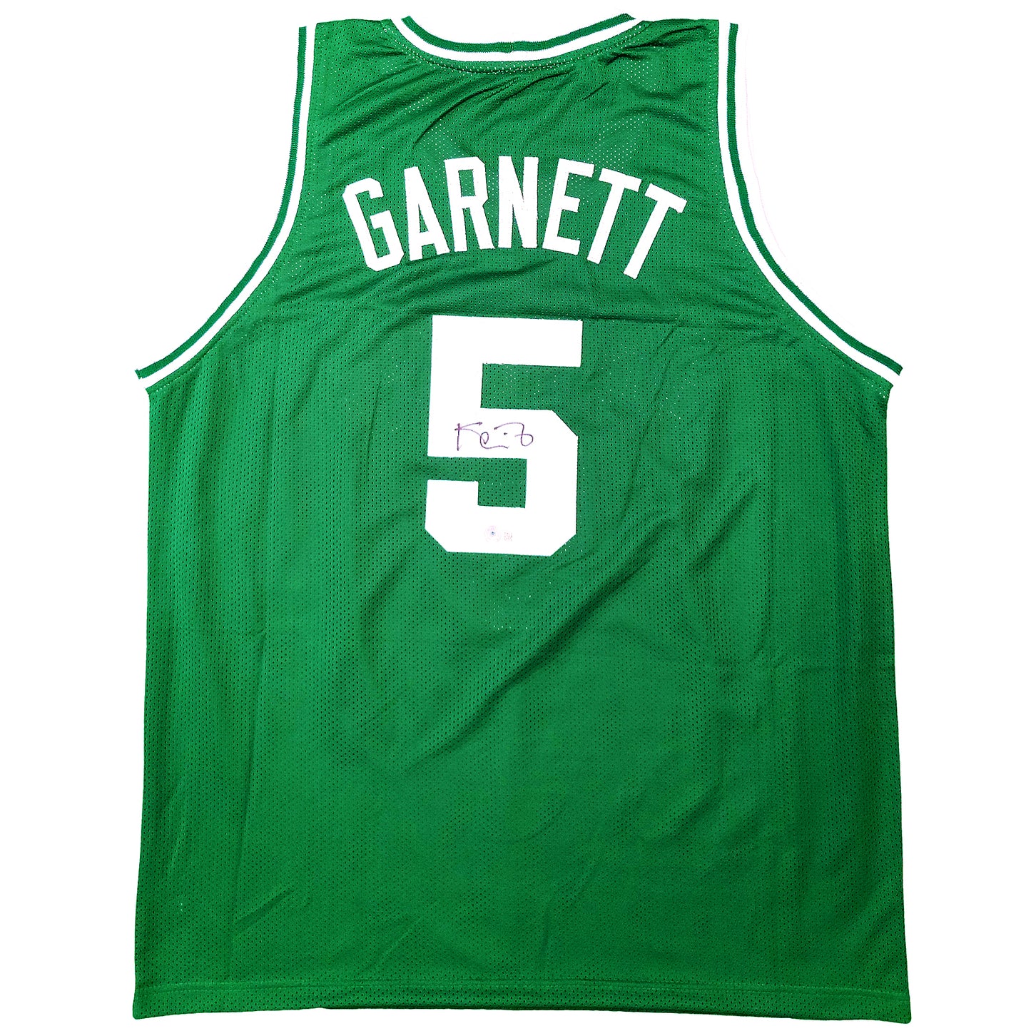 Kevin Garnett Autographed Boston (Green #5) Custom Basketball Jersey - Beckett Witness