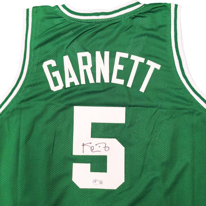Kevin Garnett Autographed Boston (Green #5) Custom Basketball Jersey - Beckett Witness