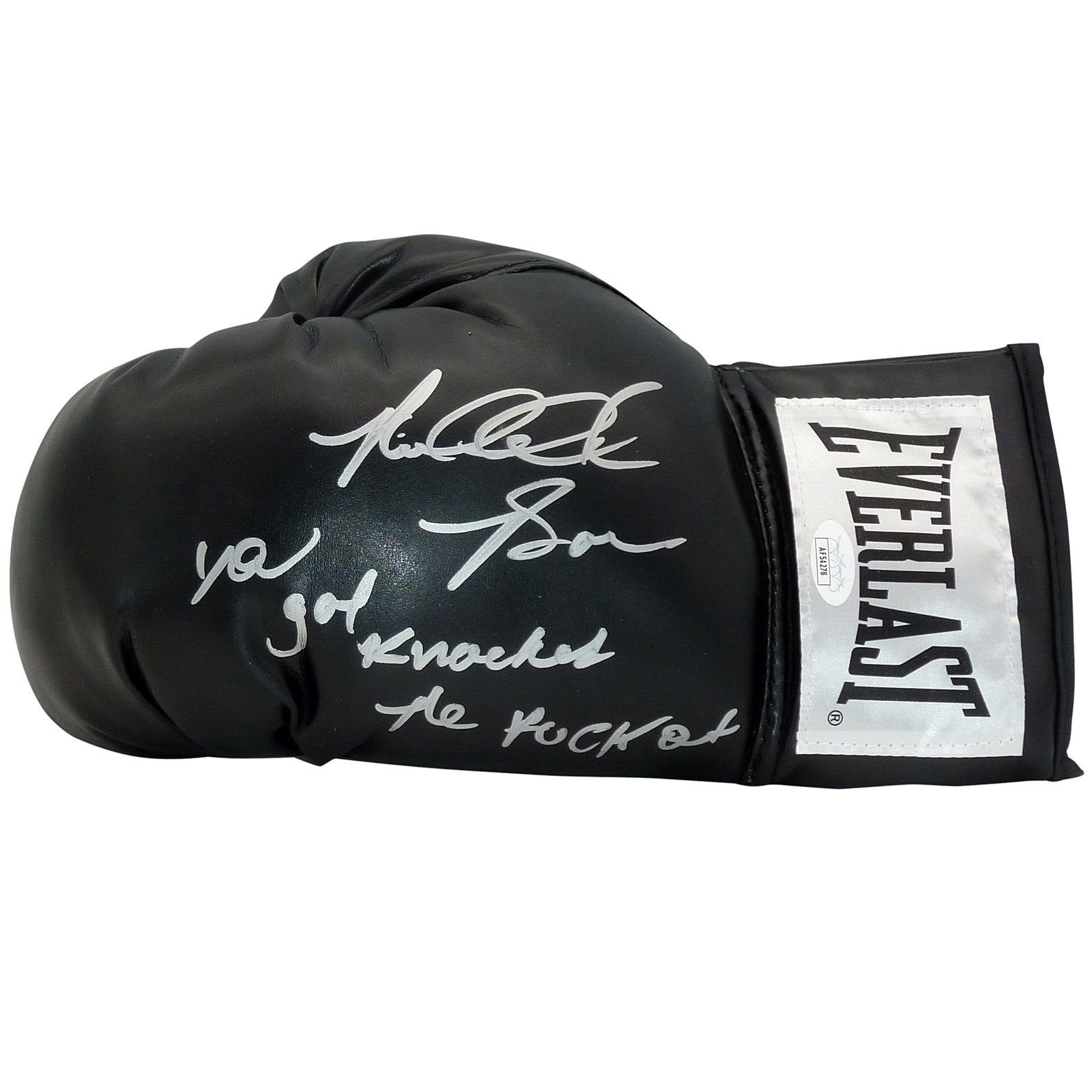 Riddick Bowe Autographed Black Everlast Boxing Glove w/ Long Inscription – JSA