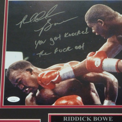 Riddick Bowe Autographed Boxing (vs Evander Holyfield) Deluxe Framed 11x14 Photo w/ Long Inscription - JSA
