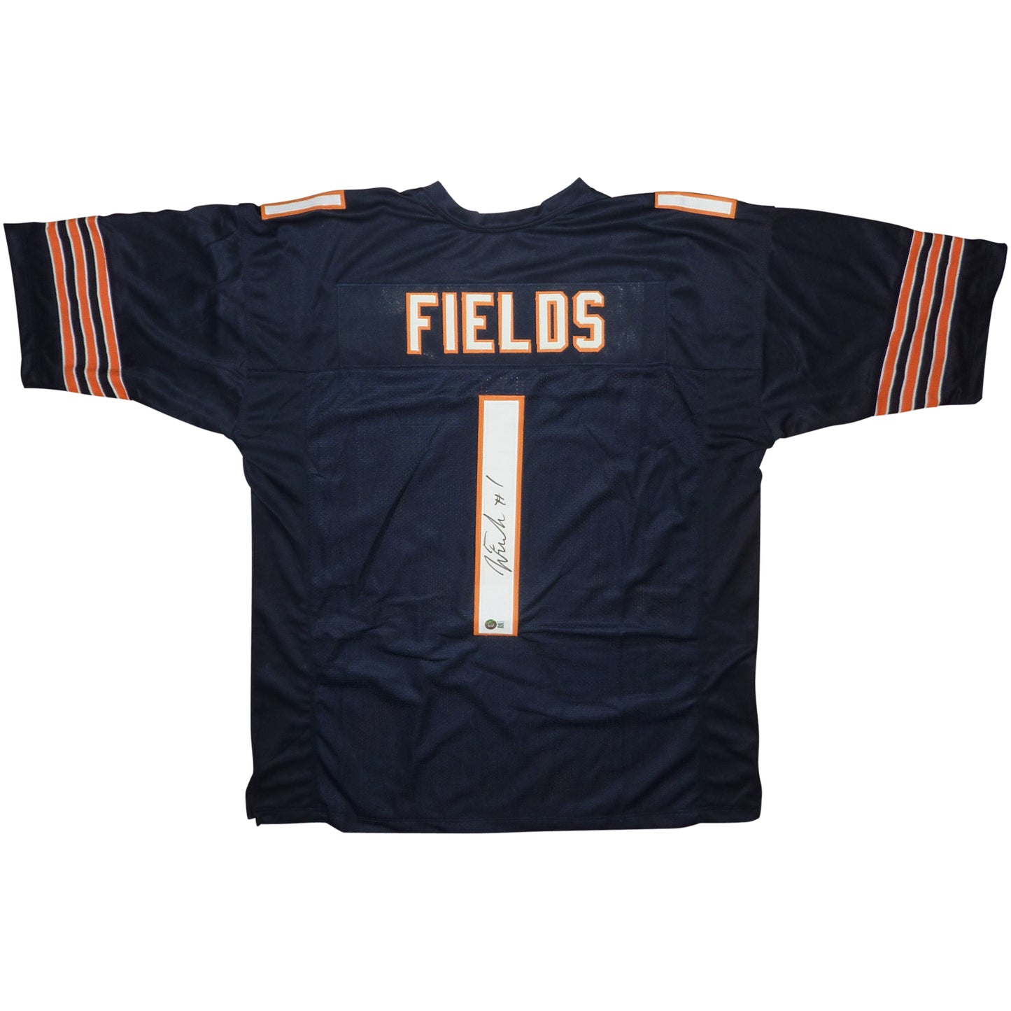 Justin Fields Autographed Chicago (Navy Blue #1) Custom Jersey - Beckett