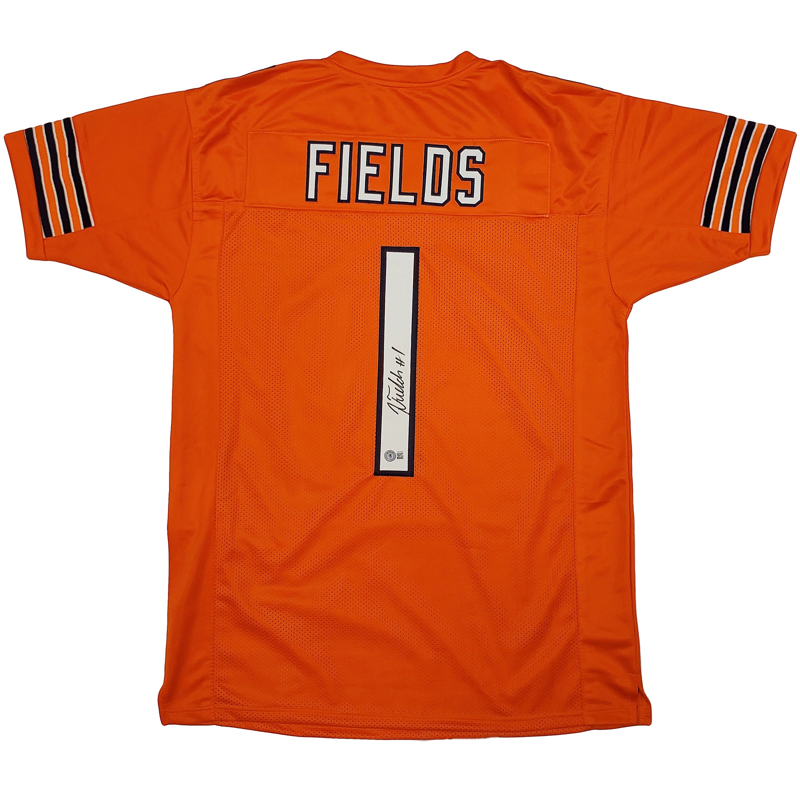 Justin Fields Autographed Chicago (Orange #1) Custom Jersey – Beckett