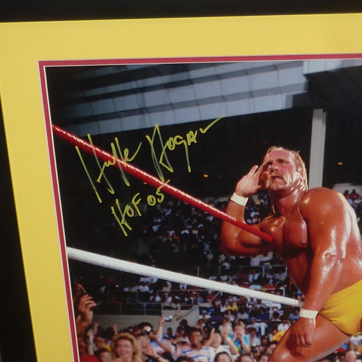 Hulk Hogan Autographed WWE Wrestling Deluxe Framed 20x24 Classic Photo w/ "HOF" - JSA