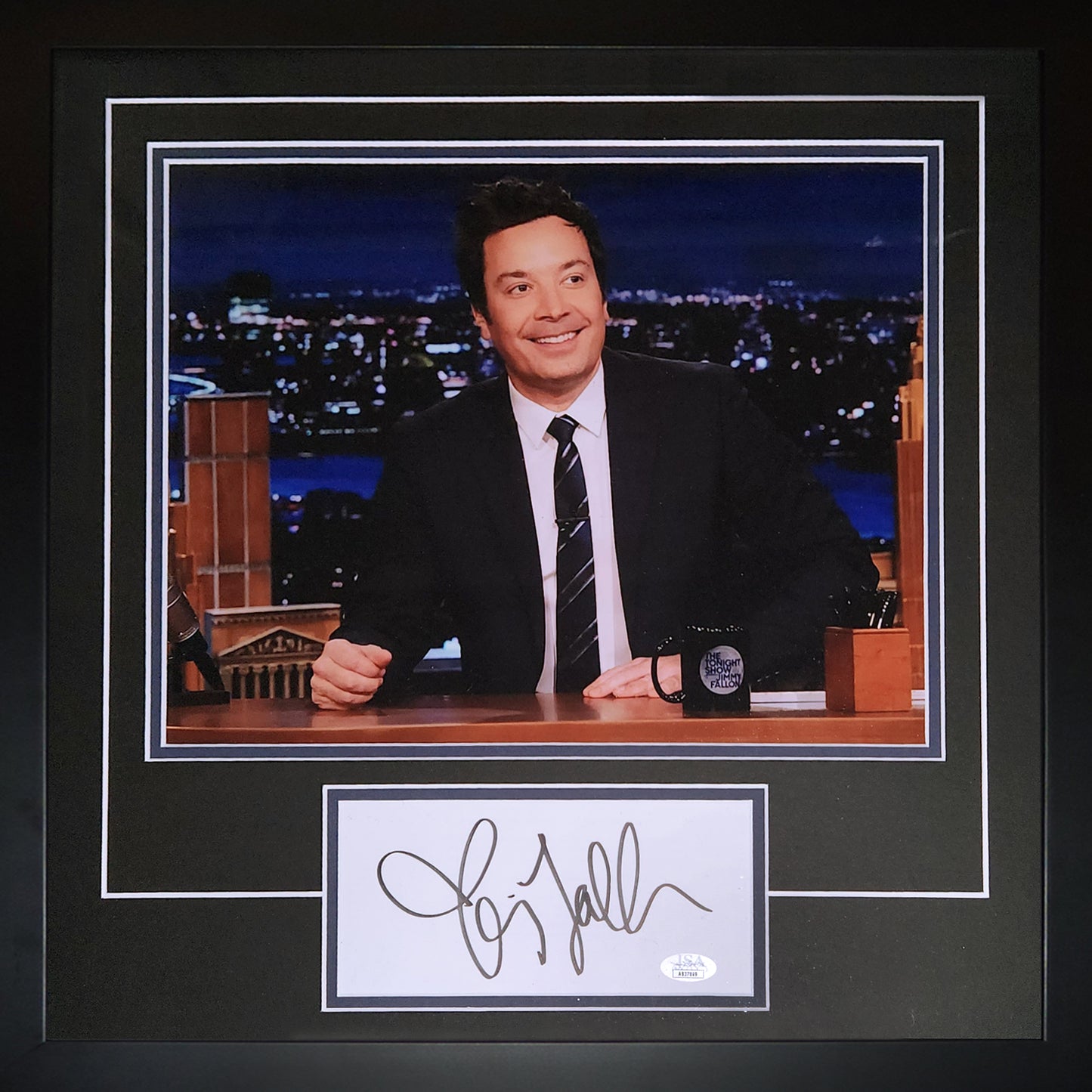 Jimmy Fallon Autographed The Tonight Show Deluxe Framed Piece with 11x14 Photo - JSA