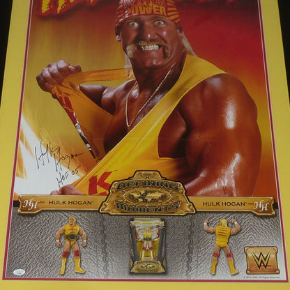 Hulk Hogan Autographed WWE Wrestling Deluxe Framed Defining Moments 24x36 Mattel Poster - JSA