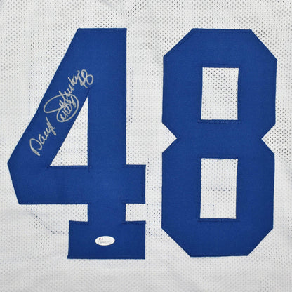 Daryl "Moose" Johnston Autographed Dallas (White #48) Custom Jersey - JSA