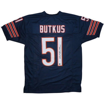 Dick Butkus Autographed Chicago (Navy Blue #51) Custom Jersey - BAS