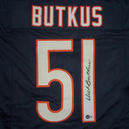 Dick Butkus Autographed Chicago (Navy Blue #51) Custom Jersey - BAS