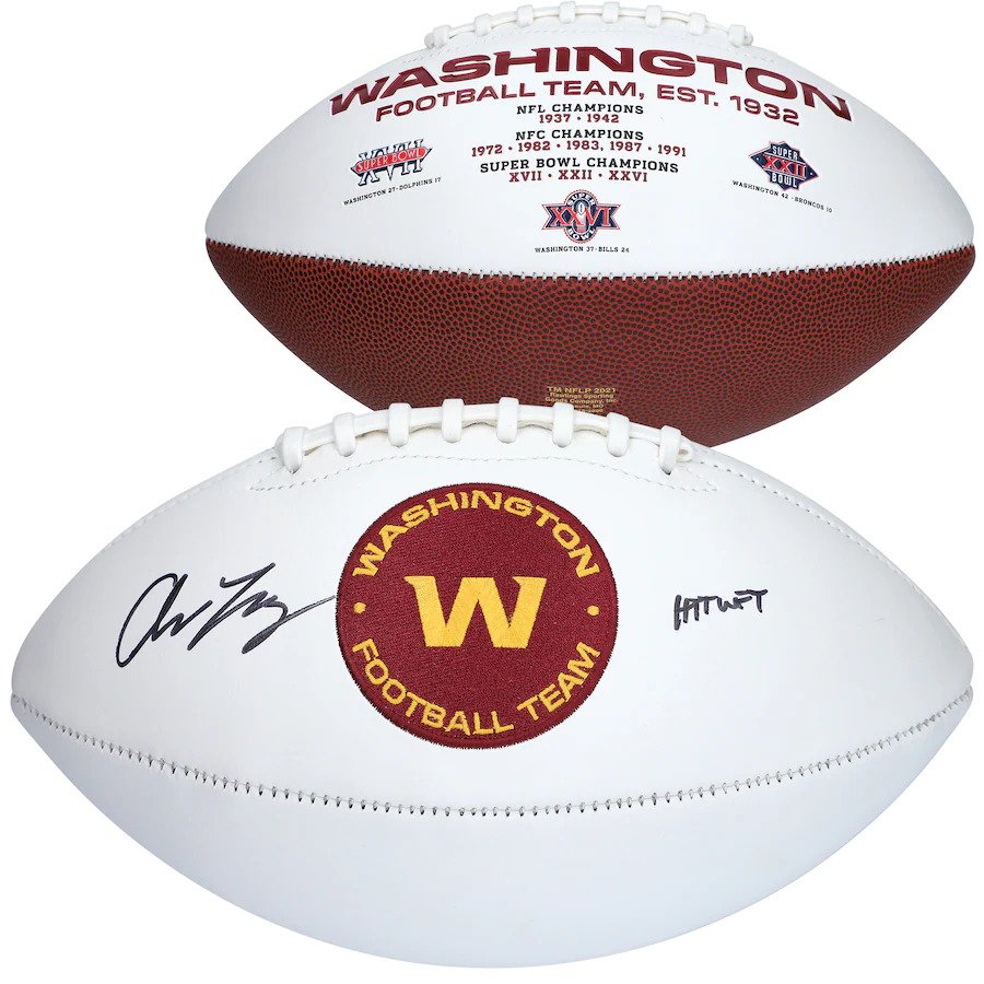 Chase Young Autographed Washington Football Team Logo Football w/ “HTTWFT” – Fanatics
