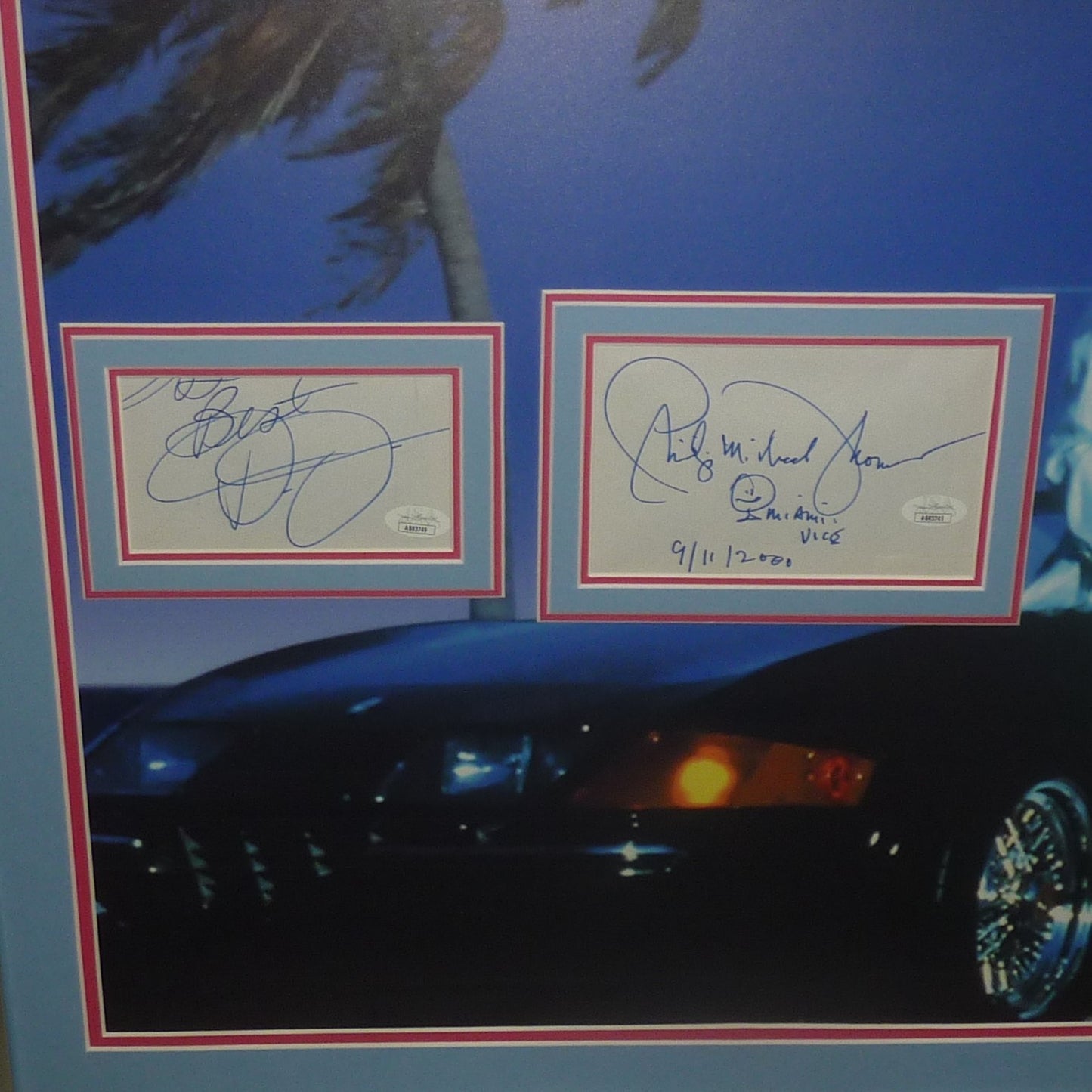 Miami Vice Full-Size Original Movie Poster Deluxe Framed with Don Johnson And Philip Michael Thomas Autographs - JSA
