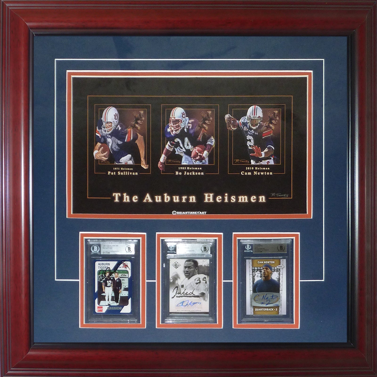 Pat Sullivan, Bo Jackson And Cam Newton Autographed Auburn Tigers Heis ...