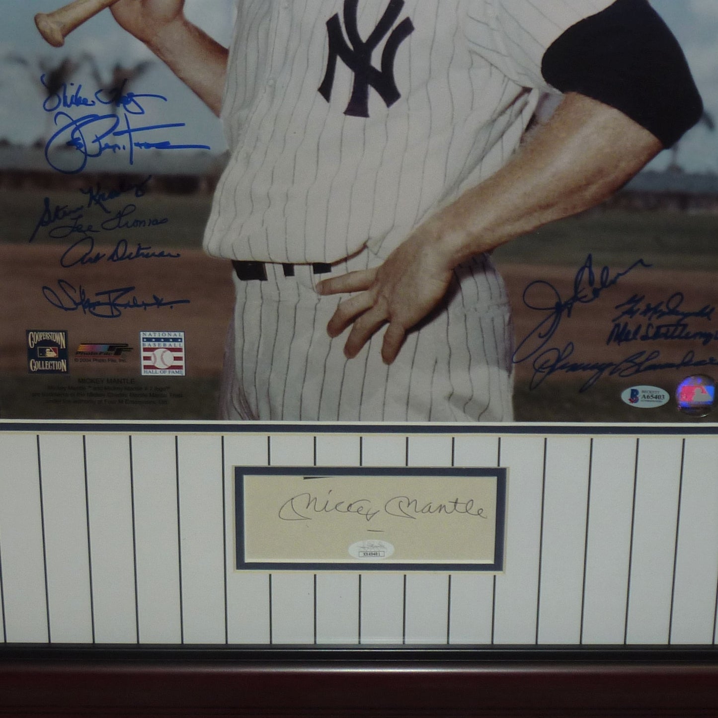 New York Yankees Legends Autographed Mickey Mantle Deluxe Framed 16x20 Photo with Mantle Autograph - JSA