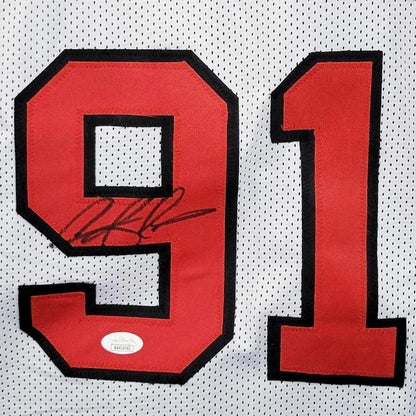 Autographed/Signed Dennis Rodman Chicago Red Basketball Jersey JSA
