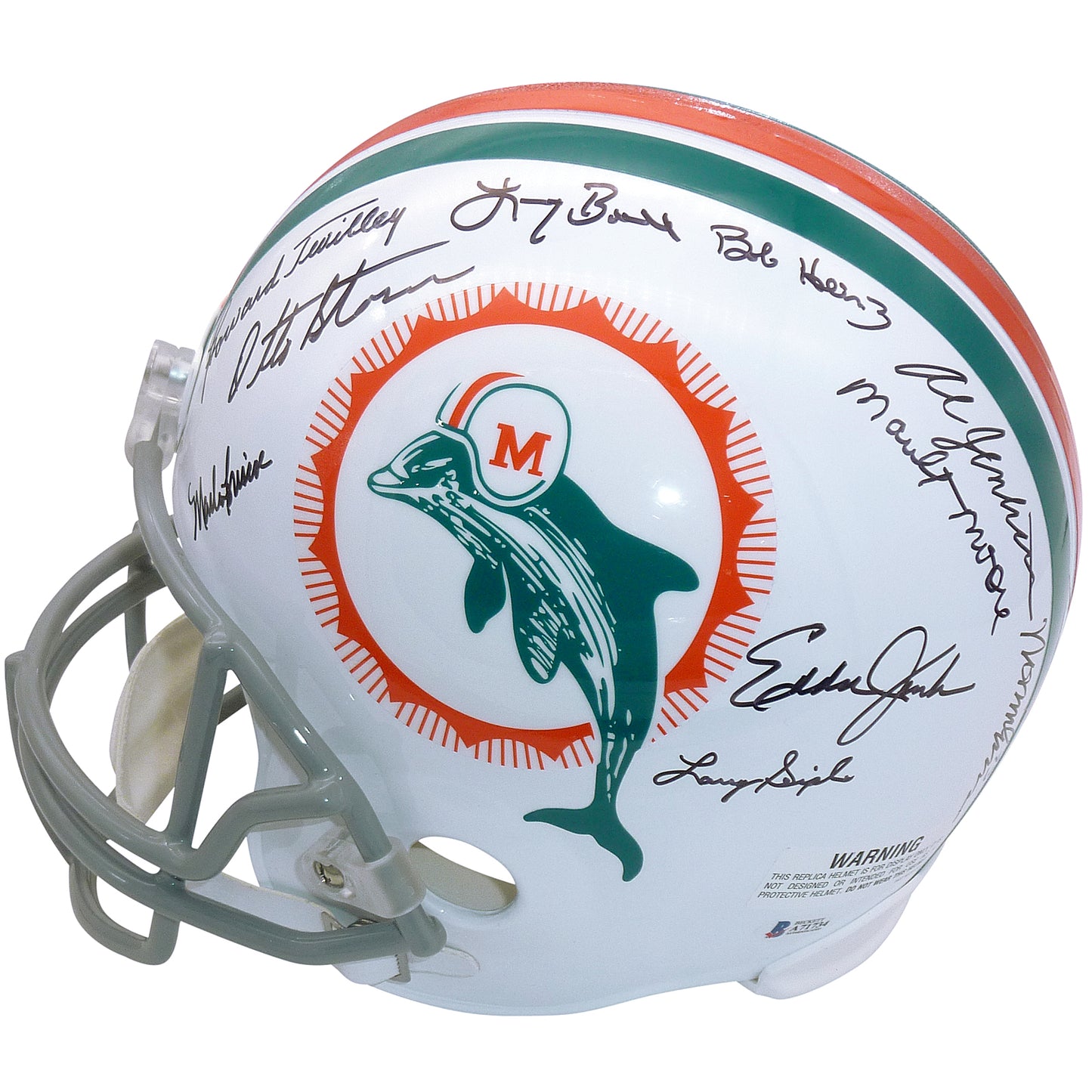 1972 Miami Dolphins Autographed (Throwback) Full-Size Replica Helmet - 22 Signatures - BAS LOA