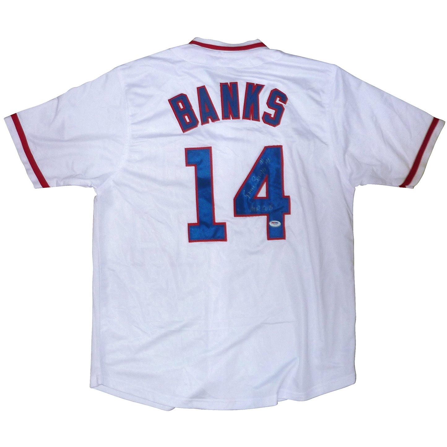 Ernie Banks Autographed Chicago Cubs (White #14) Jersey - PSADNA