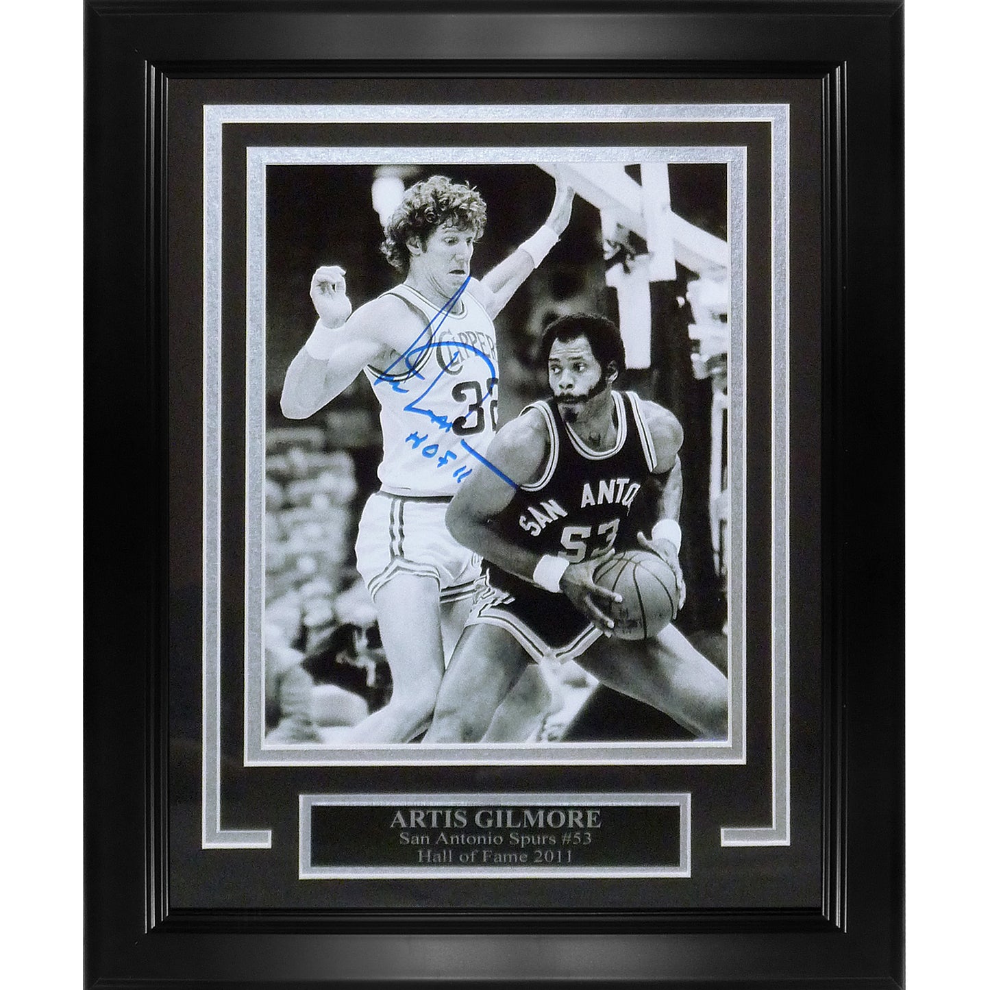 Artis Gilmore Autographed San Antonio Spurs Deluxe Framed 8x10 Photo