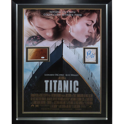 Titanic Full-Size Movie Poster Deluxe Framed with Leonardo DiCaprio And Kate Winslett Autograph – JSA