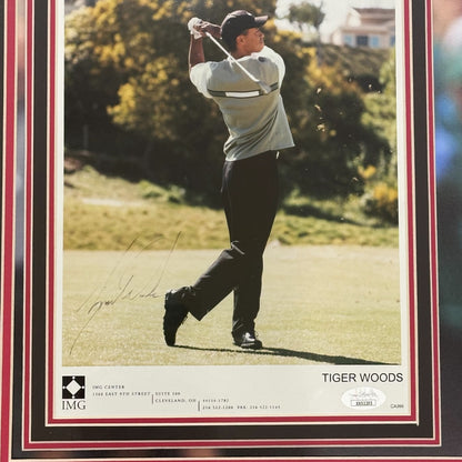 Tiger Woods Full-Size Masters Golf Poster Deluxe Framed with Autographed 8x10 Photo - JSA