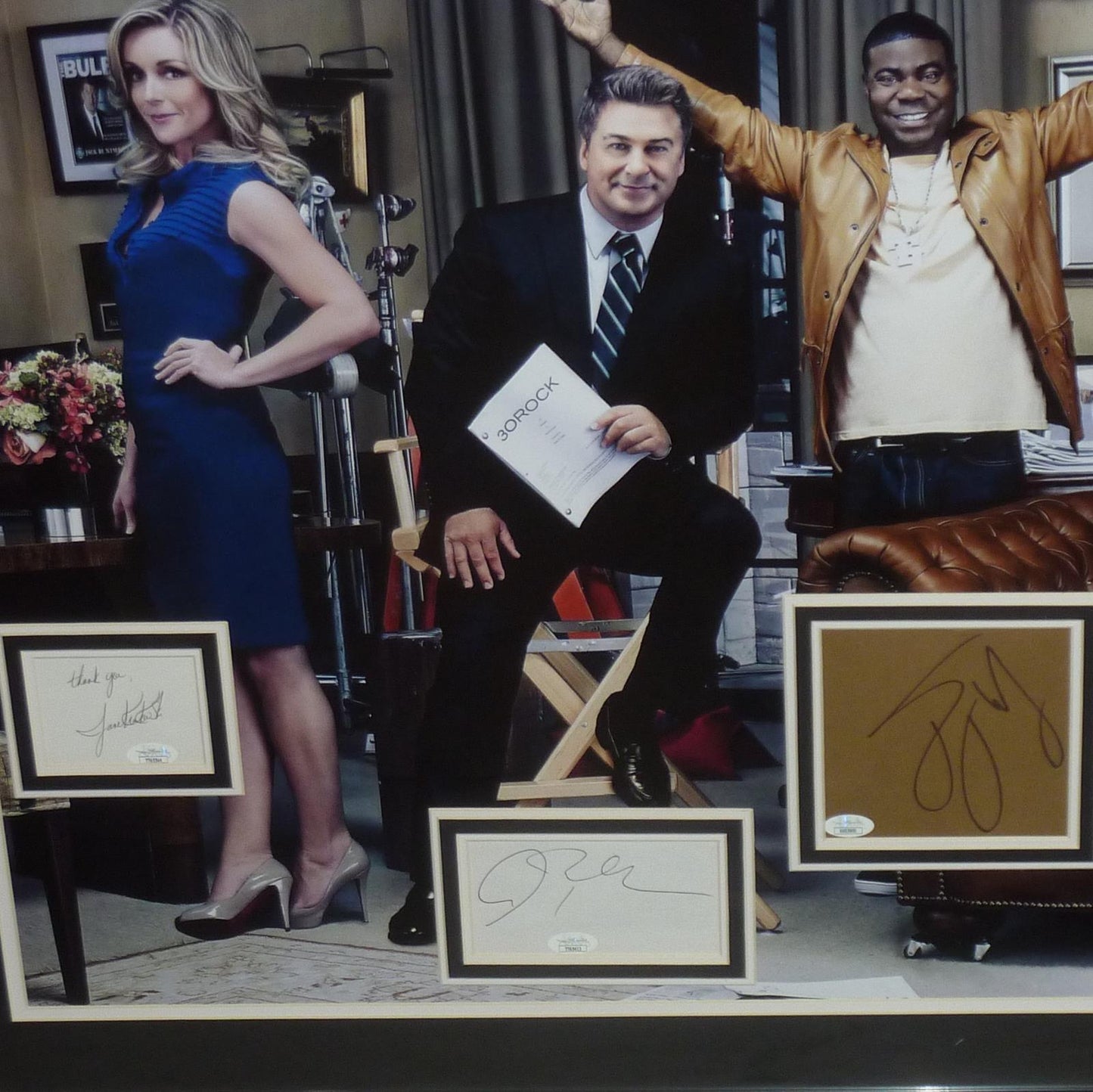 30 ROCK Full-Size TV Poster Deluxe Framed with All 5 Cast Autographs - JSA