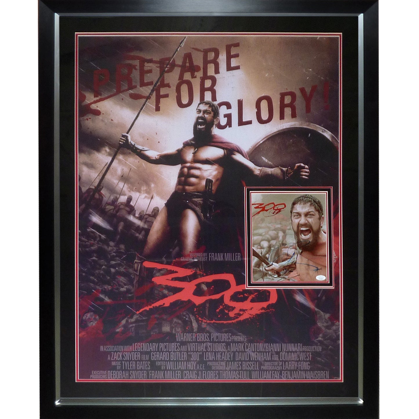 300 Full-Size Movie Poster Deluxe Framed with Gerard Butler Autograph - JSA