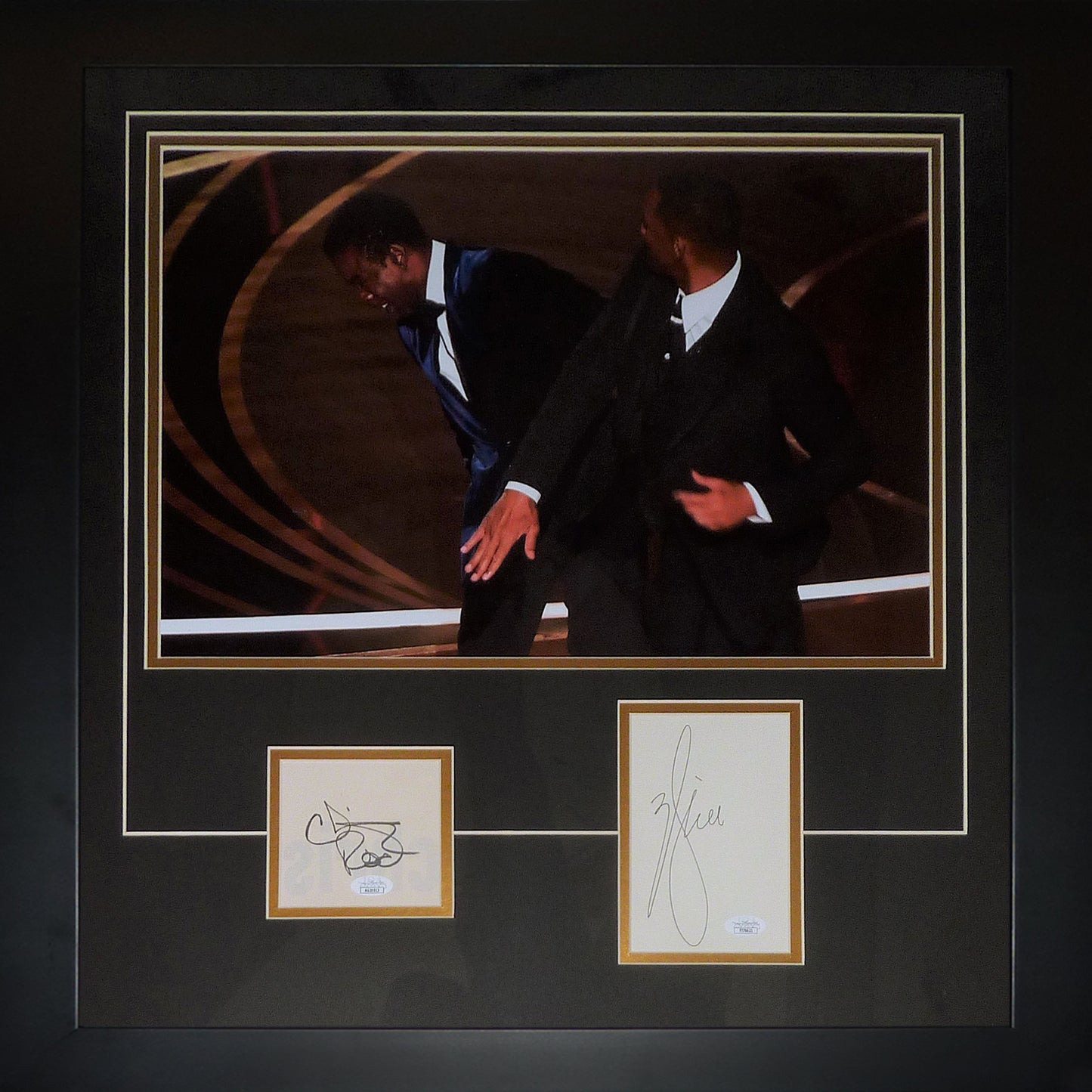 Will Smith Slaps Chris Rock At the Oscars Deluxe Framed Piece with both Autographs - JSA