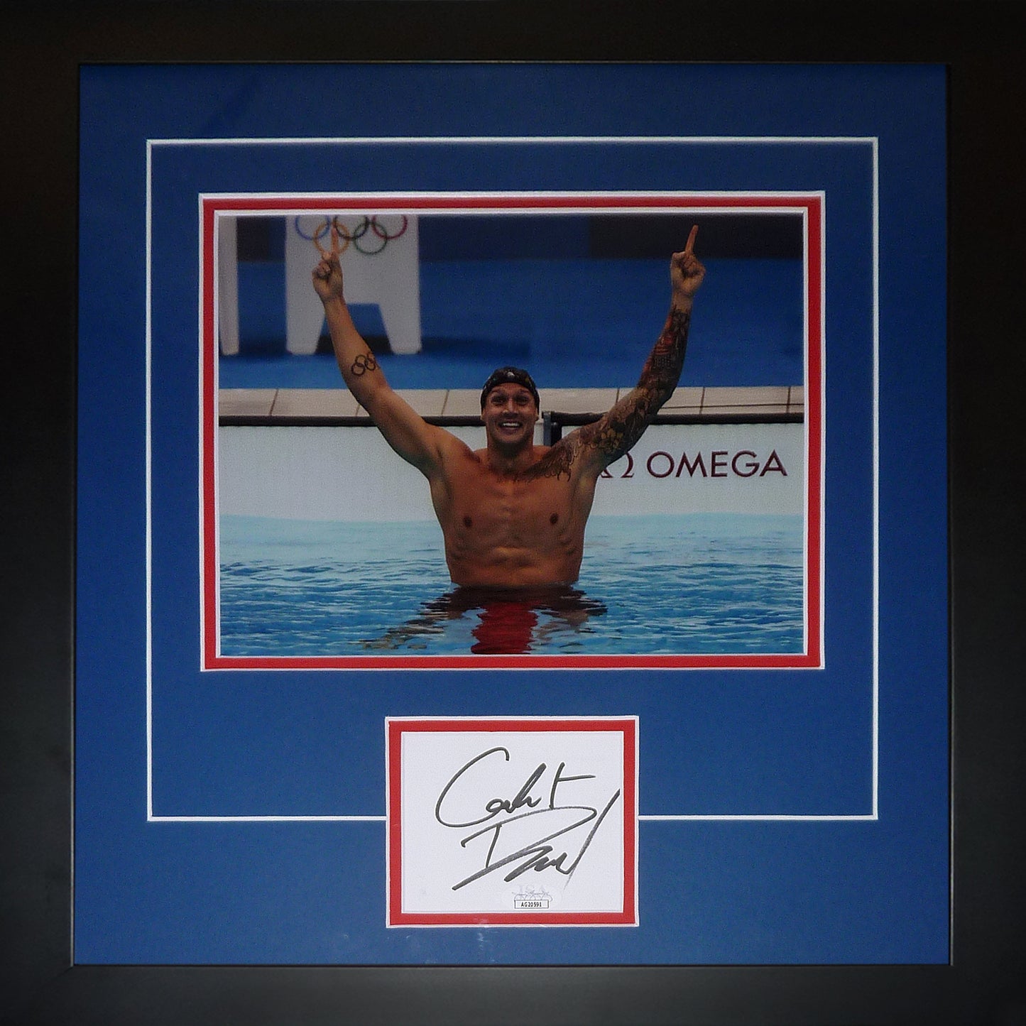 Caleb Dressel Autographed Olympics Swimming “Signature Series” Frame – JSA