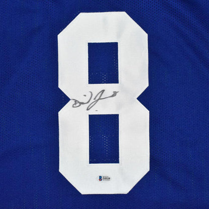 Daniel Jones Autographed New York (Blue #8) Custom Jersey – JSA